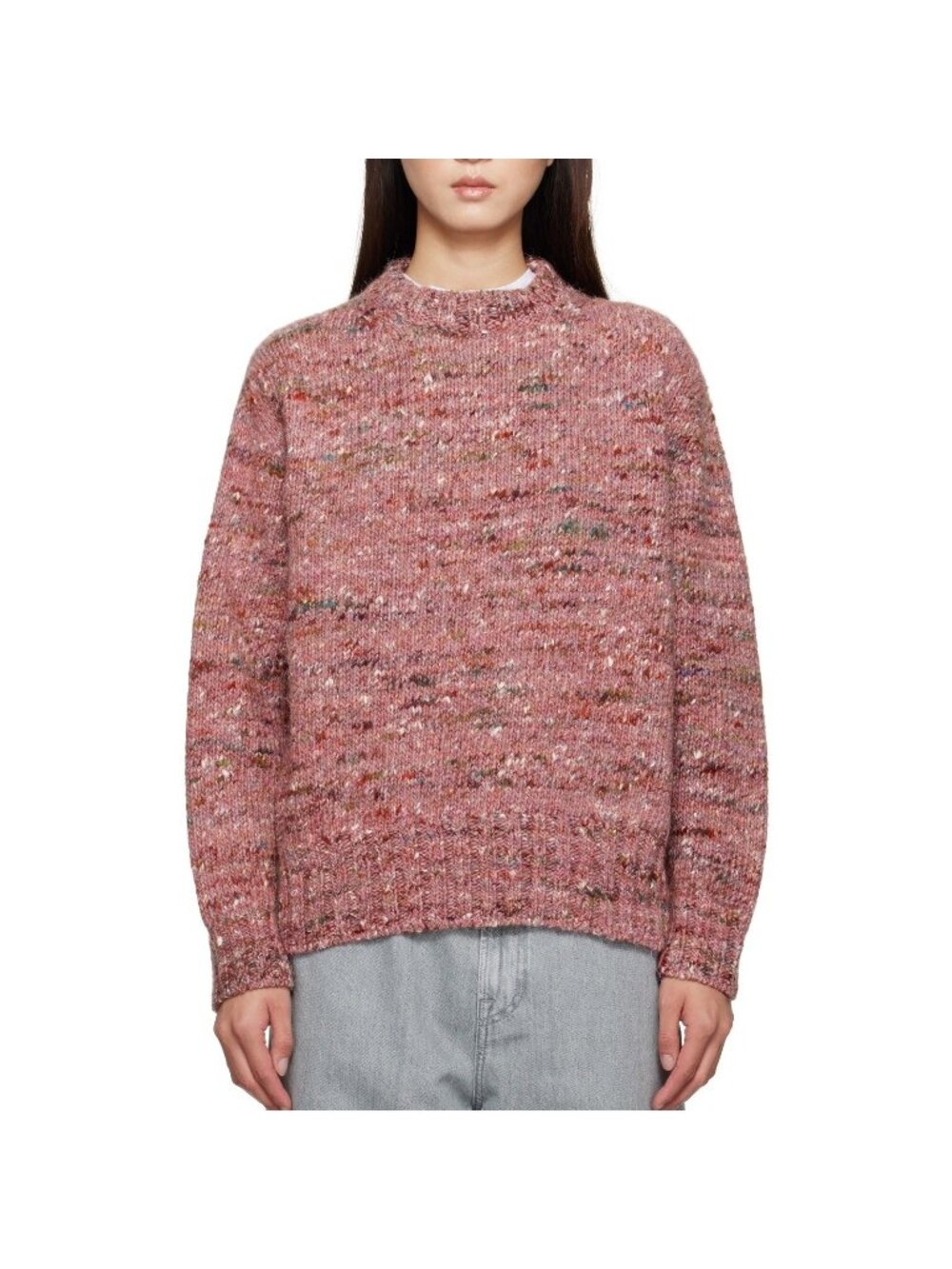 Cooperative Women's M Chunky Marled Crewneck Sweater Orange Blue Acrylic